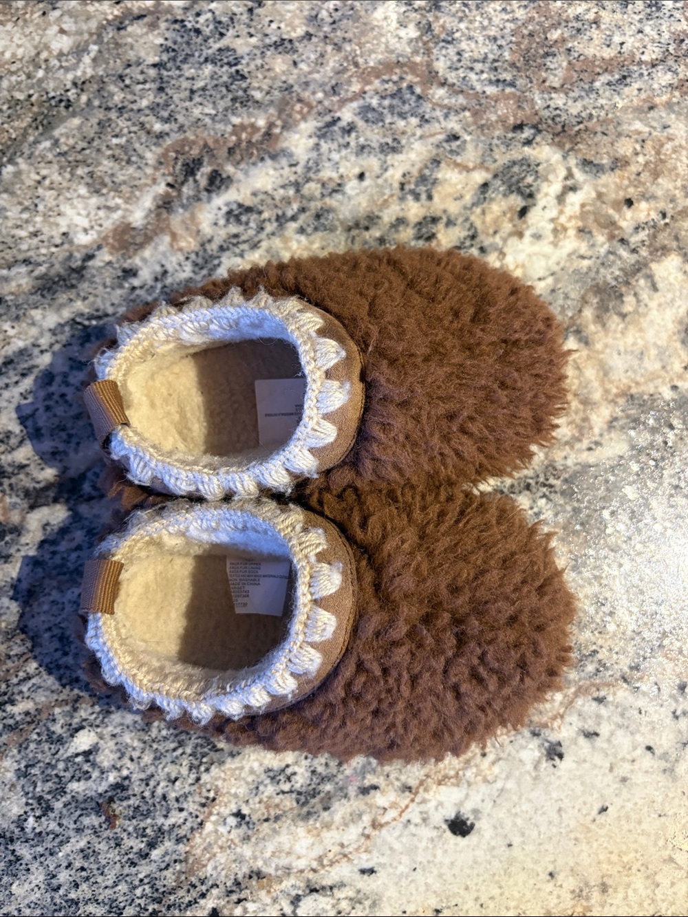 Cozy Brown Fuzzy Toddler Slippers